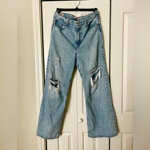 Levi's Light Blue Distressed Wide Leg Jeans